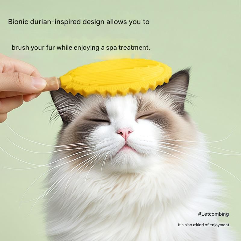 2-piece Green and Yellow Pet Durian Massage Grooming Brush - TPR Double-Sided view 2