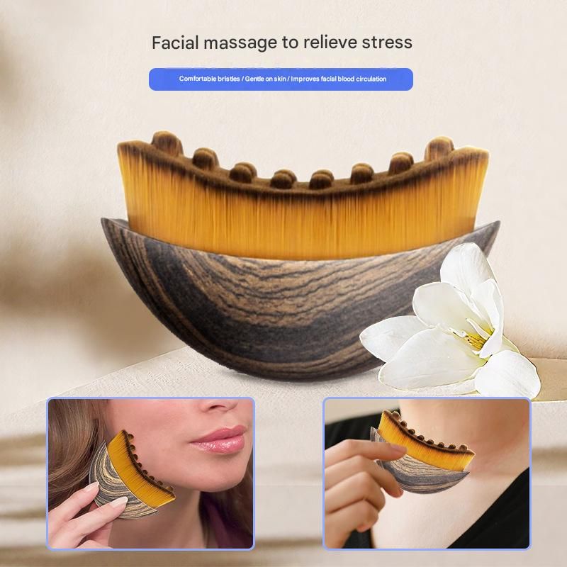 Zebra print Lymphatic Contour Face Brush - Curved Facial Eye Neck Massage Tool view 2