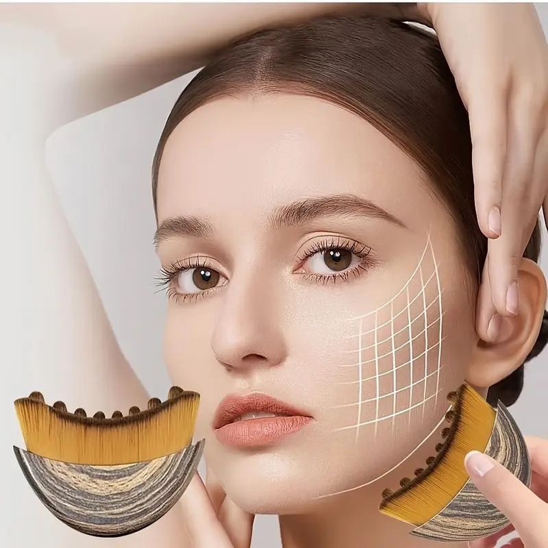 Zebra print Lymphatic Contour Face Brush - Curved Facial Eye Neck Massage Tool view 3