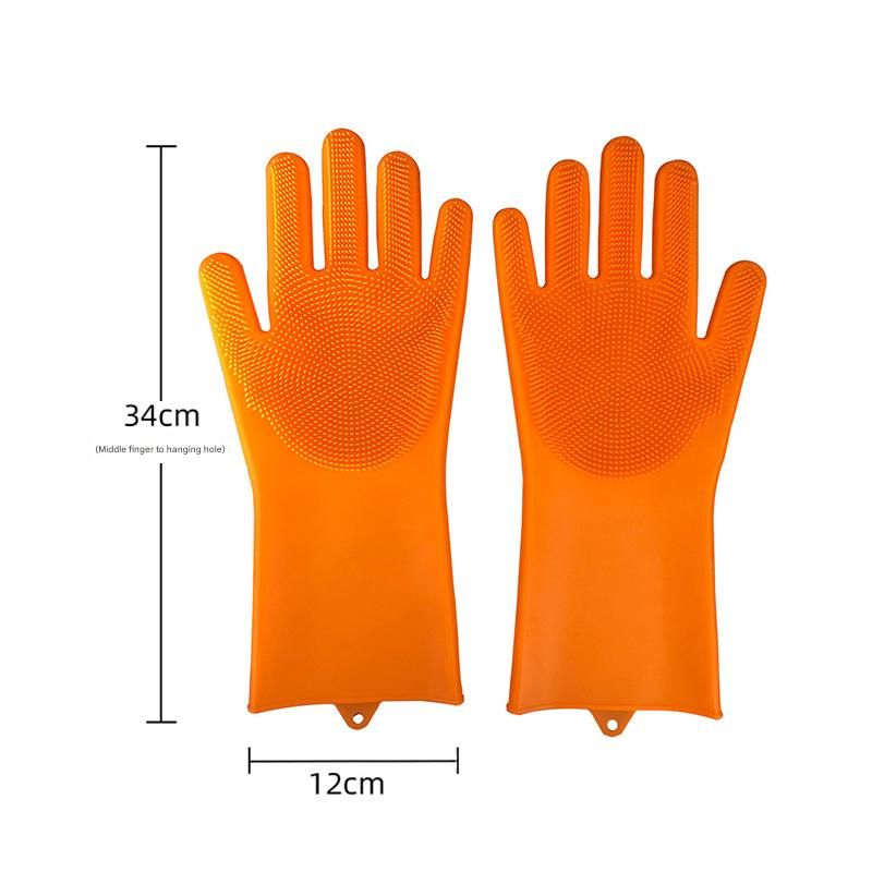 Orange Silicone Pet Bathing Gloves - Pink Double-Sided Design for Cats and