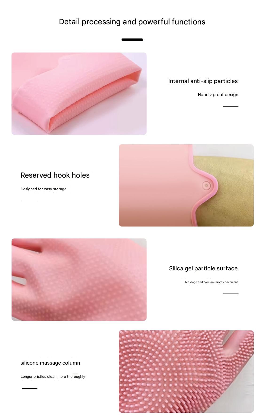 Pink Silicone Pet Bathing Gloves - Pink Double-Sided Design for Cats and Dogs view 9