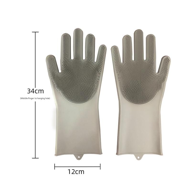 Grey Silicone Pet Bathing Gloves - Pink Double-Sided Design for Cats and Dogs