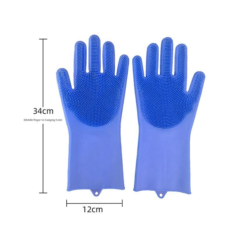 Blue Silicone Pet Bathing Gloves - Pink Double-Sided Design for Cats and Dogs