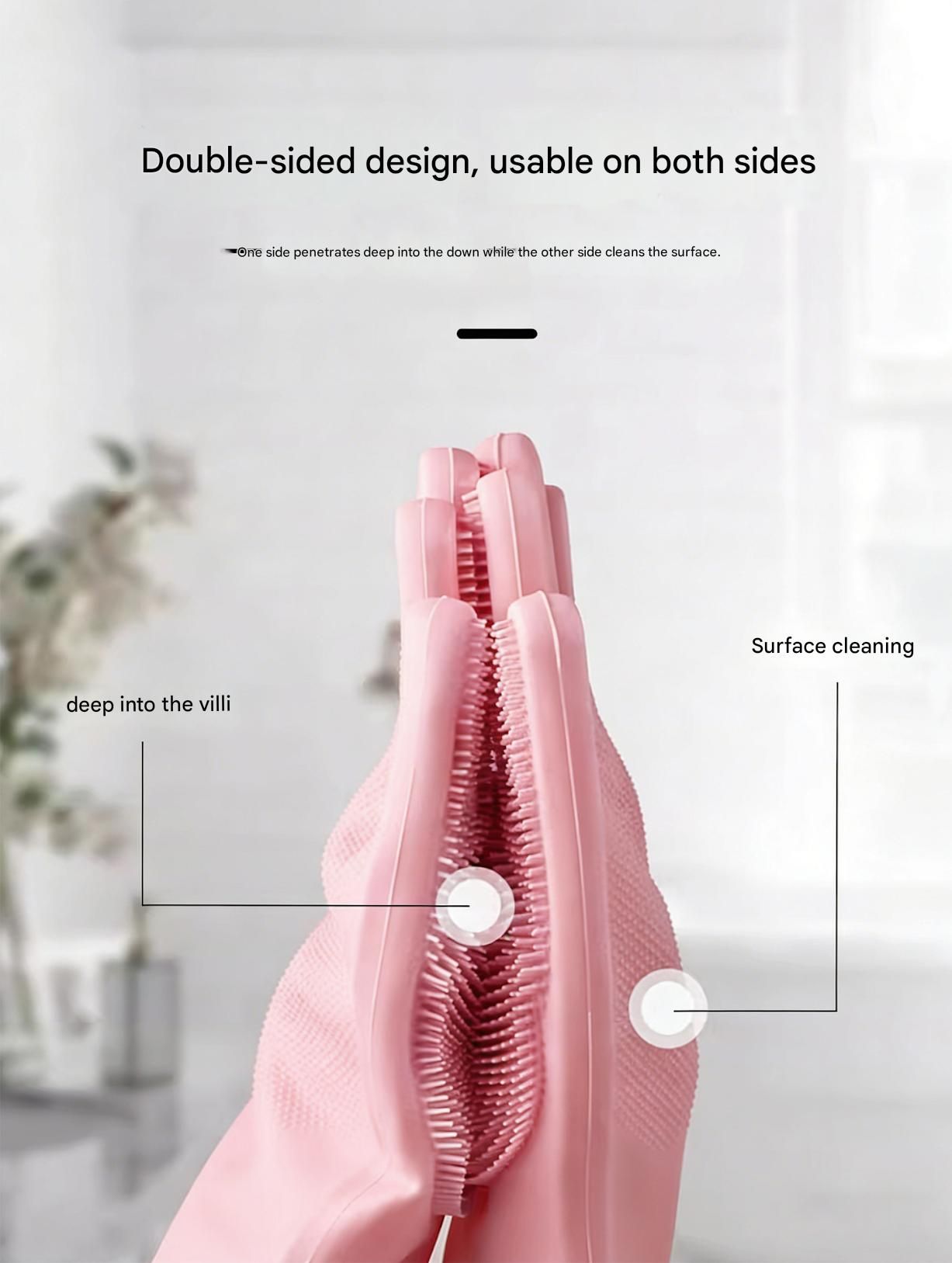 Green Silicone Pet Bathing Gloves - Pink Double-Sided Design for Cats and Dogs view 7