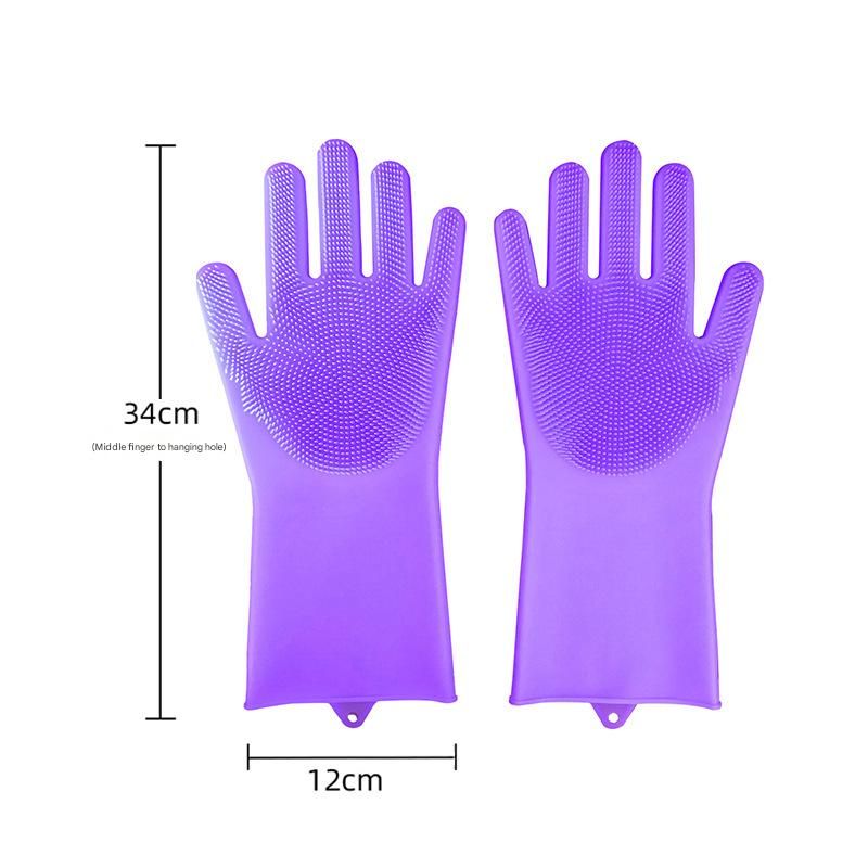 Purple Silicone Pet Bathing Gloves - Pink Double-Sided Design for Cats and