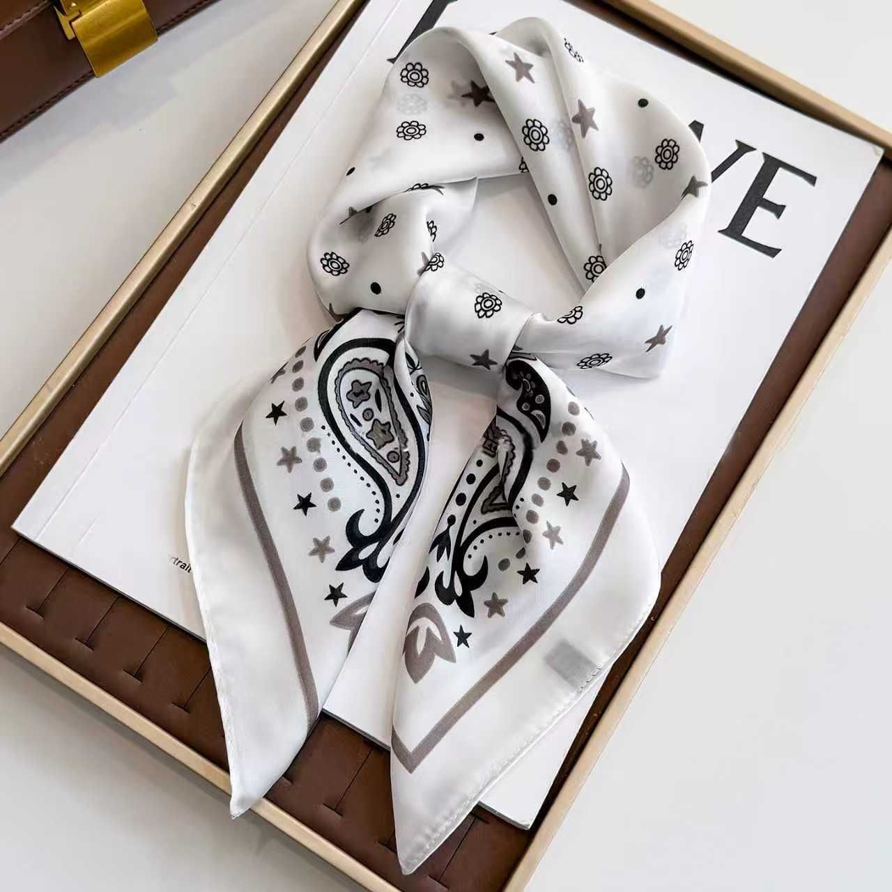Coffee Women's 70cm Square Scarf - Bohemian Paisley & Vintage Print Collection view 2