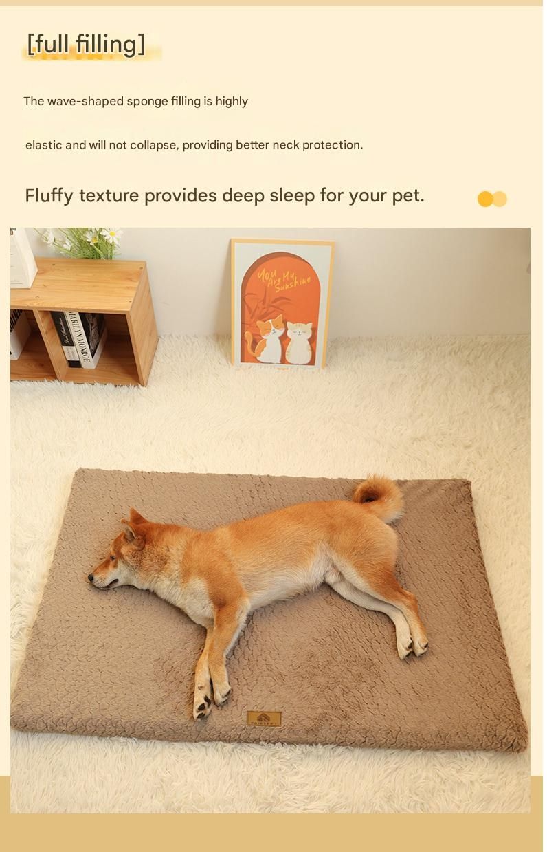 Pink XXL size Pet Dog Bed Mat - Plush Short Fur Cover with Wave Foam Padding view 5