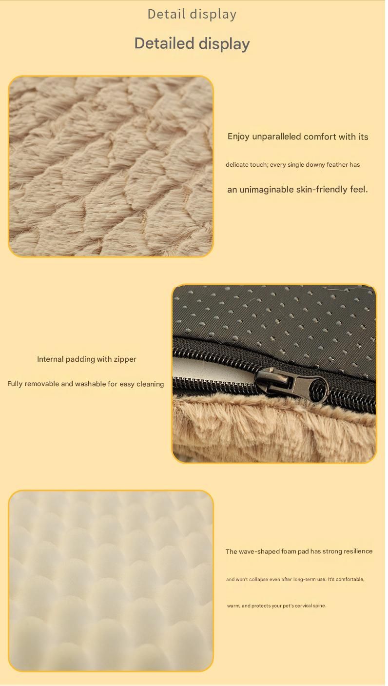 Pink XXL size Pet Dog Bed Mat - Plush Short Fur Cover with Wave Foam Padding view 6