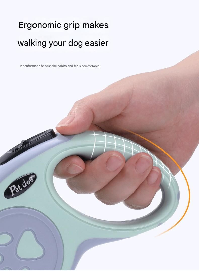 Pink Automatic Retractable Dog Leash - 5M Extendable Lead with One-Handed view 6