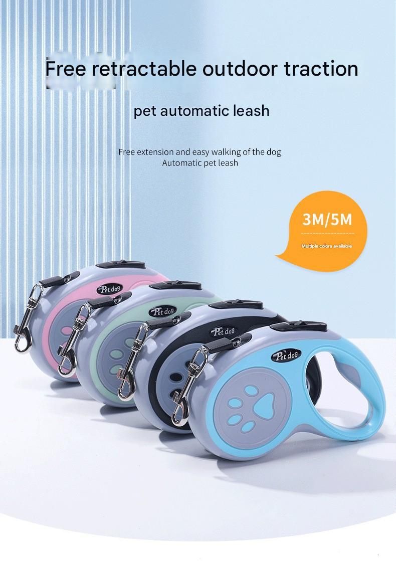 Blue Automatic Retractable Dog Leash - 5M Extendable Lead with One-Handed view 2