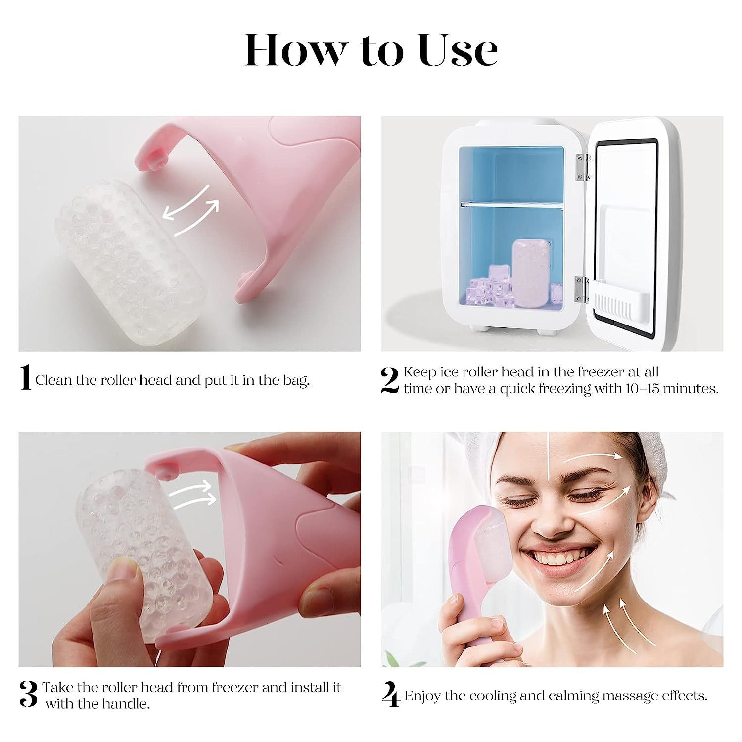 2-piece Pink Face Ice Roller with Gel Cooling Head and Gua Sha Board- Reusable view 7