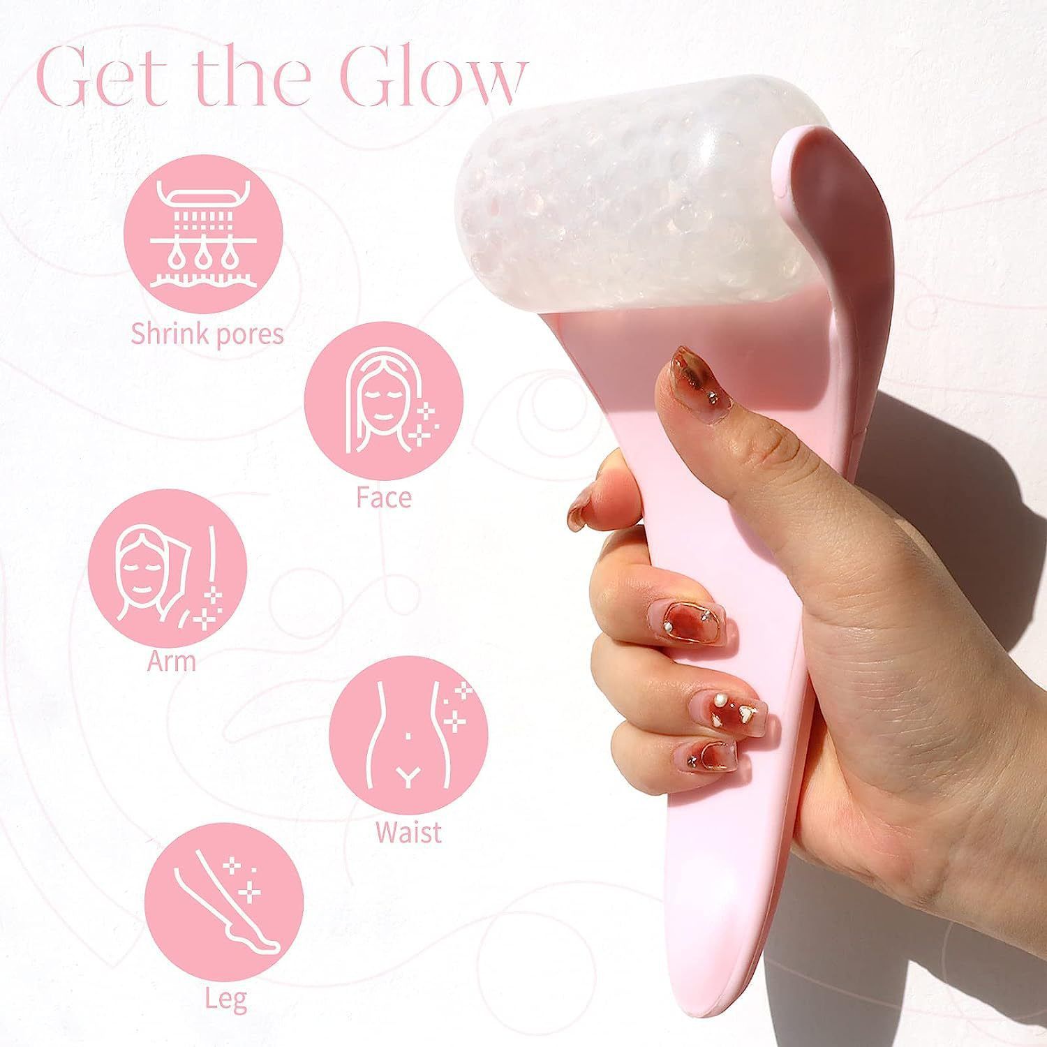Pink Face Ice Roller with Gel Cooling Head- Reusable PP and Gel Cold Massage view 8