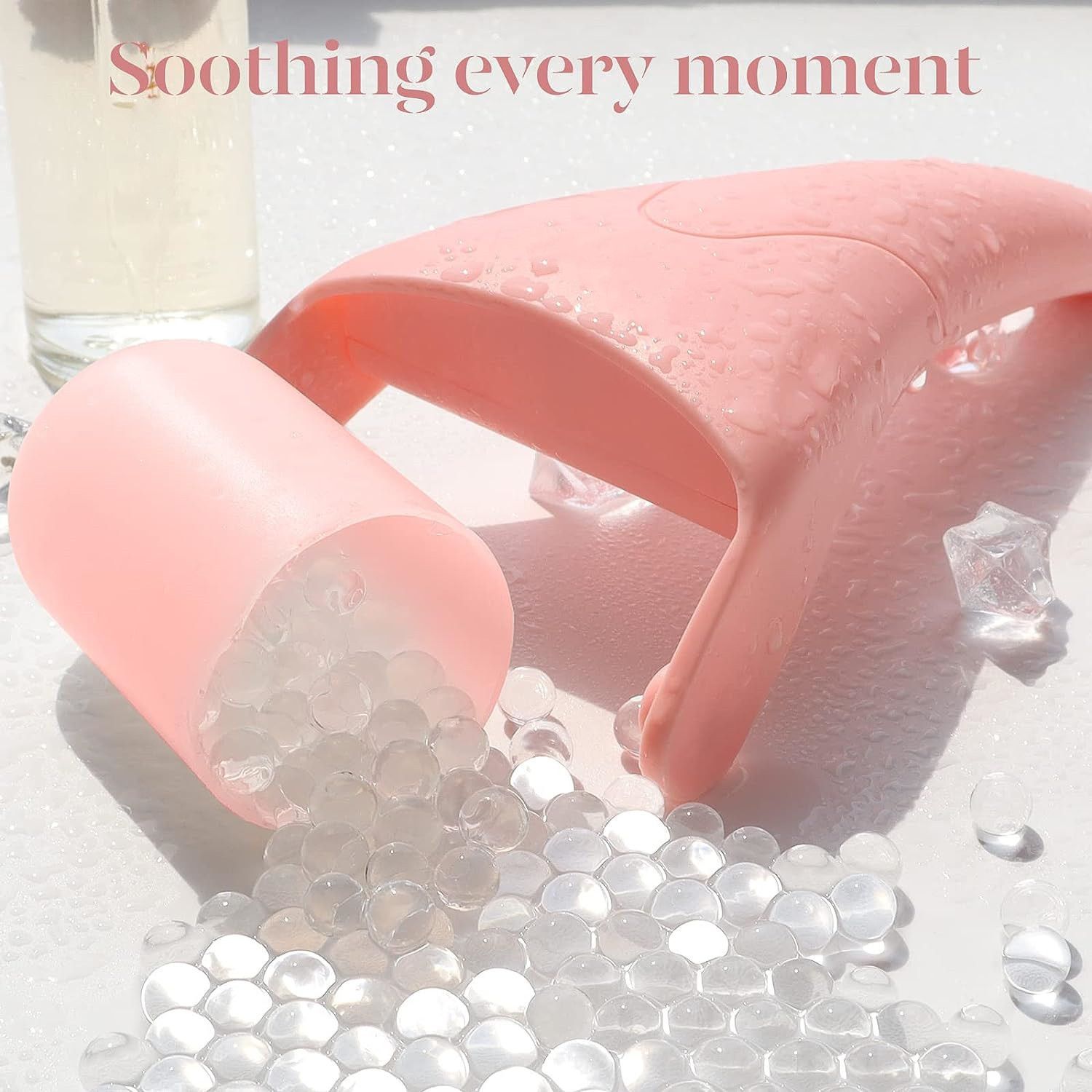 Light Pink Face Ice Roller with Gel Cooling Head- Reusable PP and Gel Cold view 3