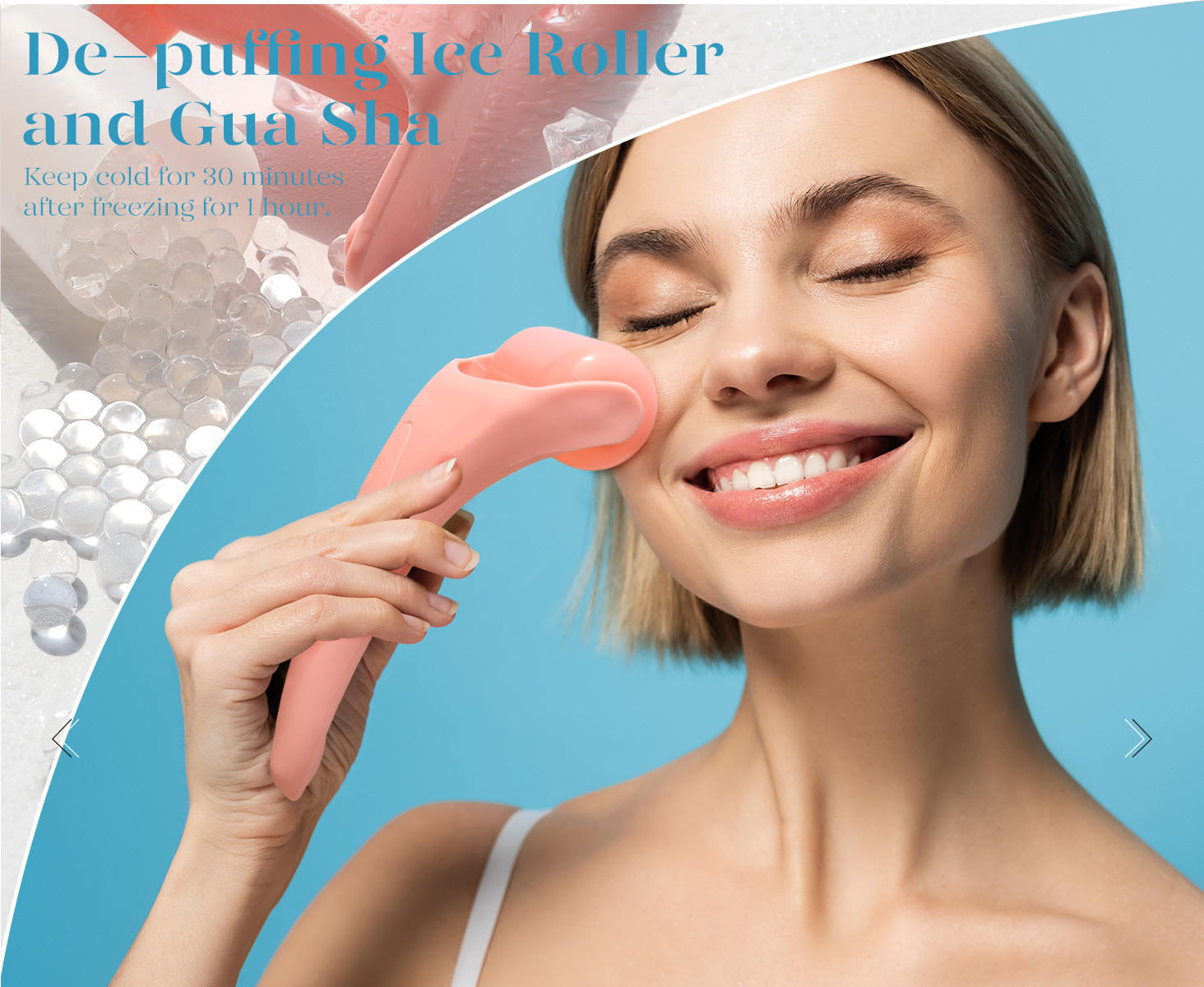 Light Blue Face Ice Roller with Gel Cooling Head- Reusable PP and Gel Cold view 4