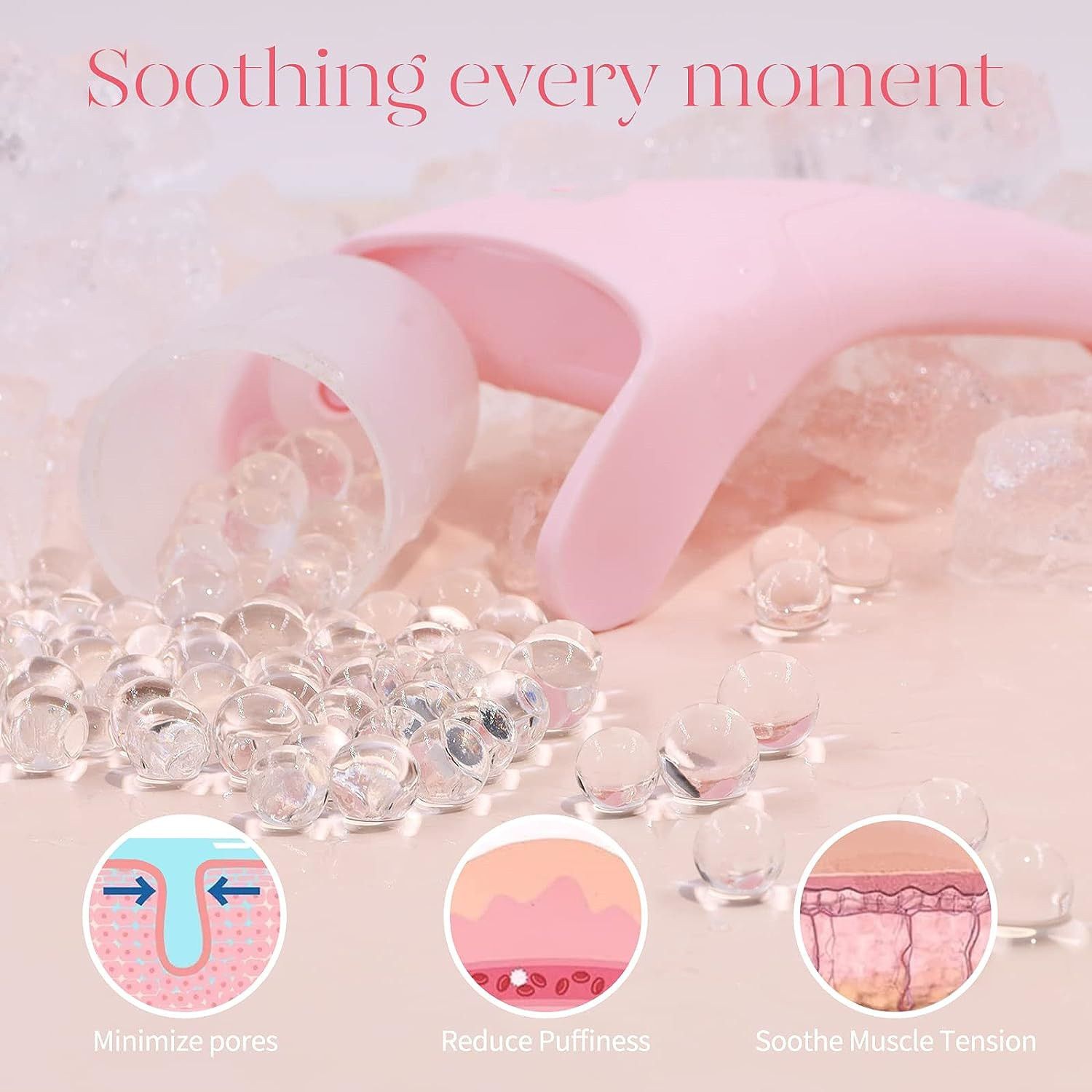 Green Face Ice Roller with Gel Cooling Head- Reusable PP and Gel Cold Massage view 6