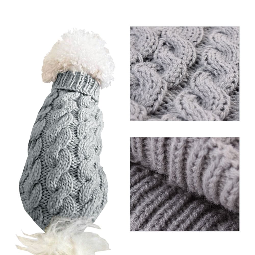 Red L size Cosy Cable Knit Dog Jumper - Warm Winter Pet Clothing view 2