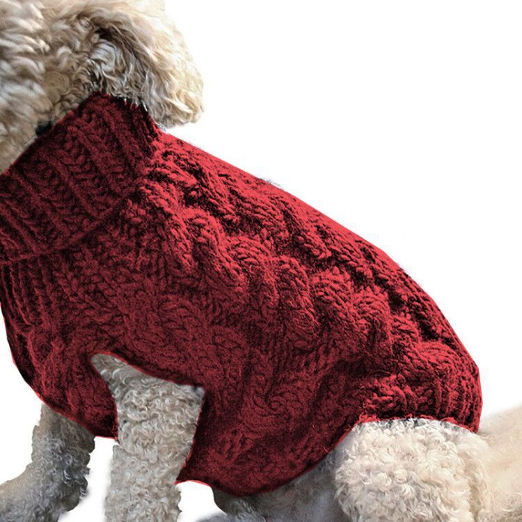 Red XL size Cosy Cable Knit Dog Jumper - Warm Winter Pet Clothing — image 1