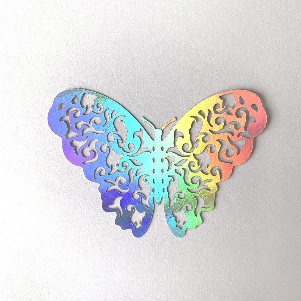 3D Butterfly Wall Stickers - Iridescent Silver Paper - 72pcs Set view 4