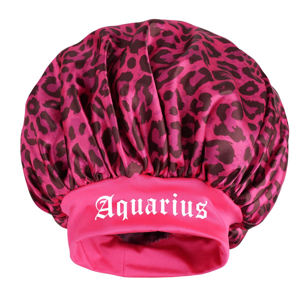 Aquarius -Rose Red Leopard Print Satin Sleep Bonnet - Large Size Hair