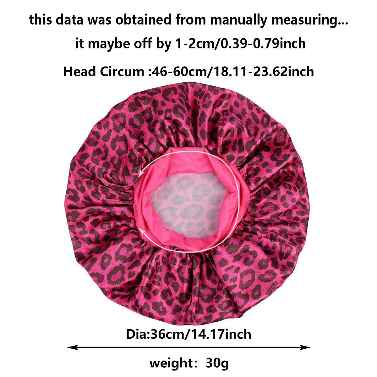 Aquarius -Rose Red Leopard Print Satin Sleep Bonnet - Large Size Hair view 4