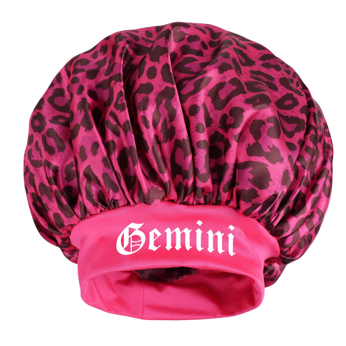 Gemini -Rose Red Leopard Print Satin Sleep Bonnet - Large Size Hair Protection