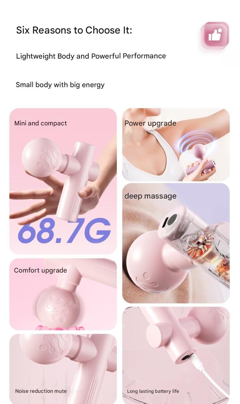 Green Mini Massage Gun - Pocket-Sized Deep Tissue Percussion Massager with 4 view 3