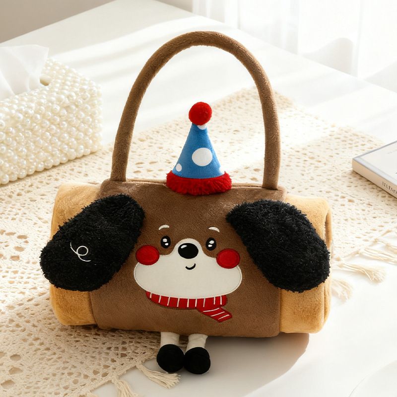 Brown Puppy 100*170cm Cartoon Hand-Carry Roll-Up Blanket - Plush Flannel Nap