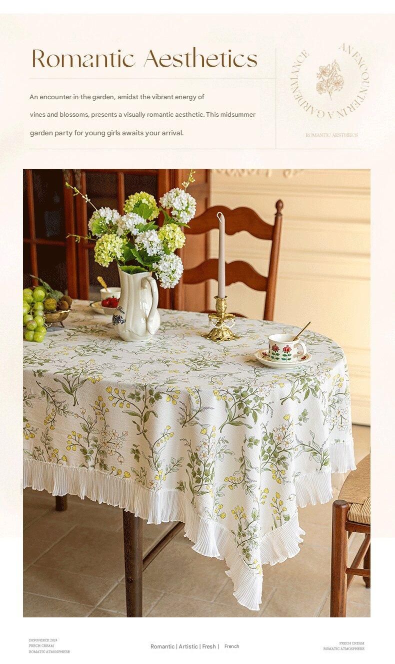 Grey 90*90 Dimensions include lace French Vintage Tablecloth - Pearl Yarn view 4
