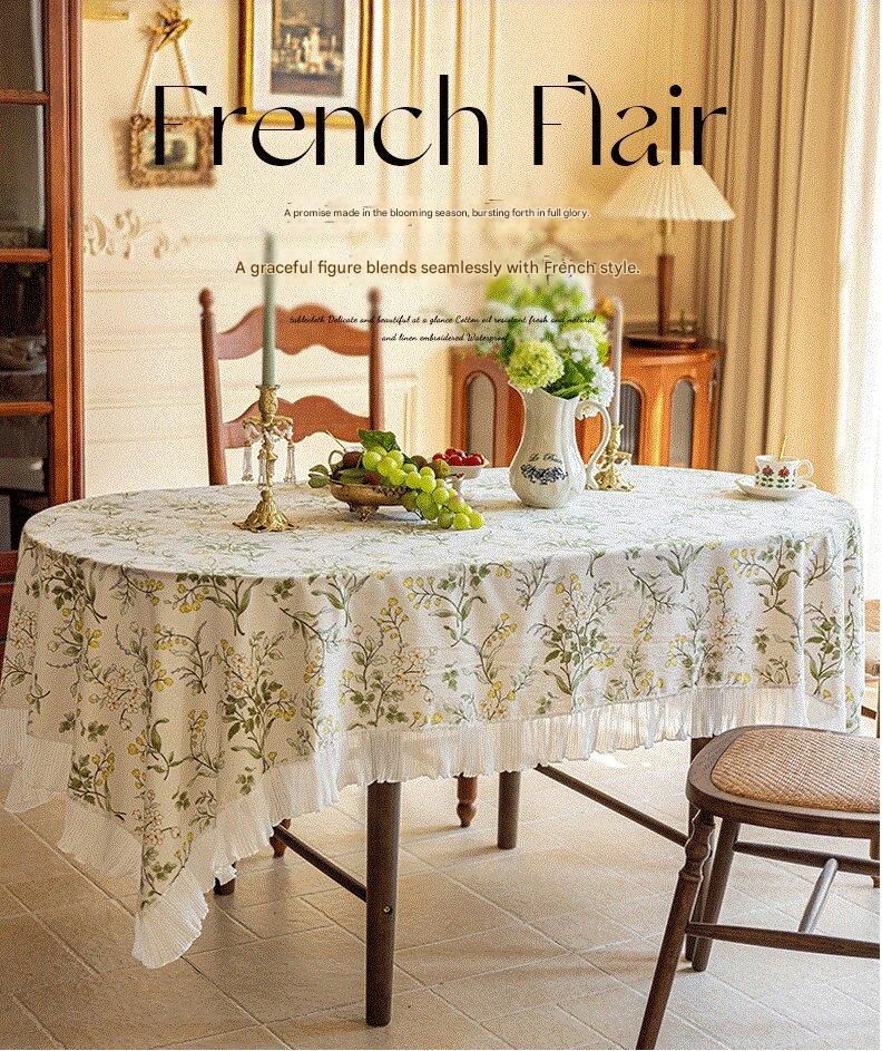 Grey 135*135 Dimensions include lace French Vintage Tablecloth - Pearl Yarn view 2