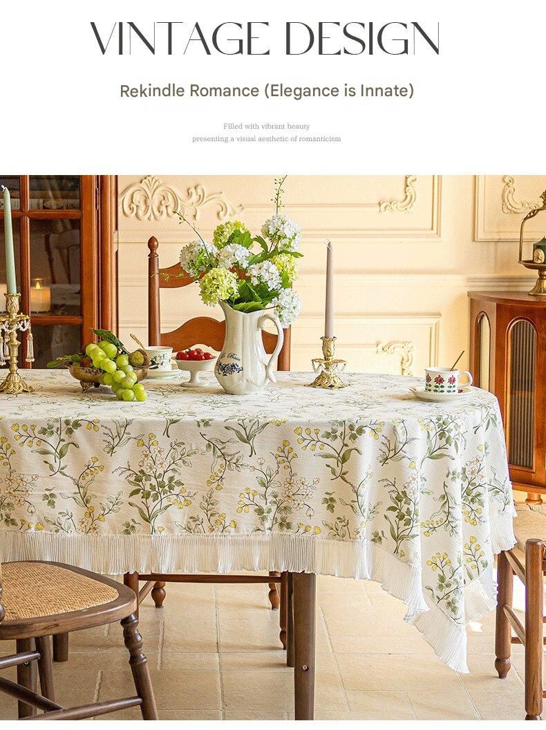 Grey 135*220 Dimensions include lace French Vintage Tablecloth - Pearl Yarn view 5
