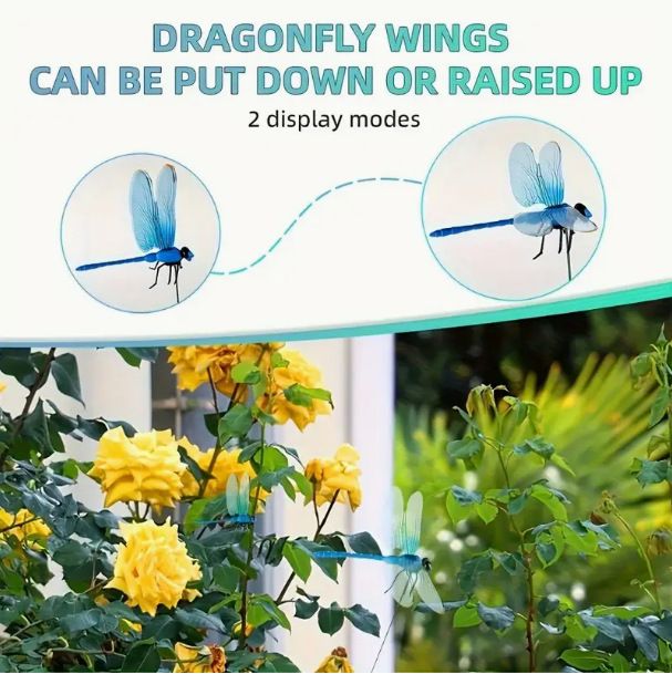 6-piece Blue and Red and Green 3D Dragonfly Clip - Adjustable Wings view 2