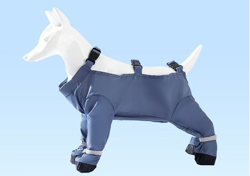 Grey XL size Pet Waterproof Full-Body Dust-Proof Pants with Belly Coverage — image 1