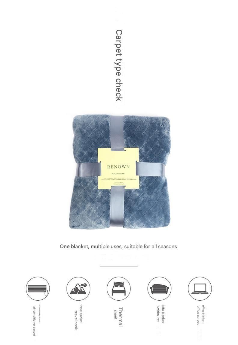 Green 70*100cm Flannel Fleece Blanket - Quilted Diamond Pattern view 4