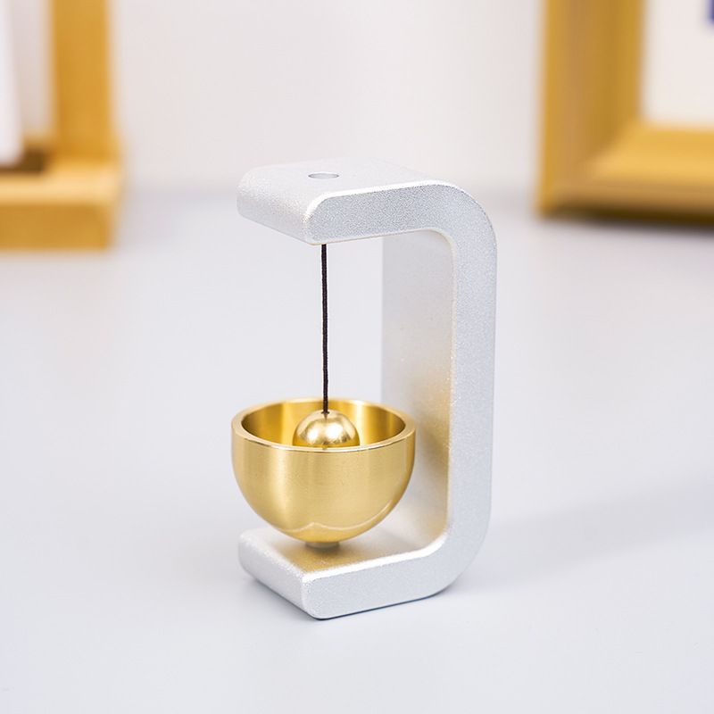 White Magnetic Door Bell Chime - Dopamine Style Brass Bell with Alloy Frame