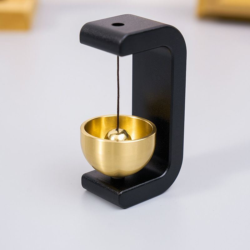 Black Magnetic Door Bell Chime - Dopamine Style Brass Bell with Alloy Frame