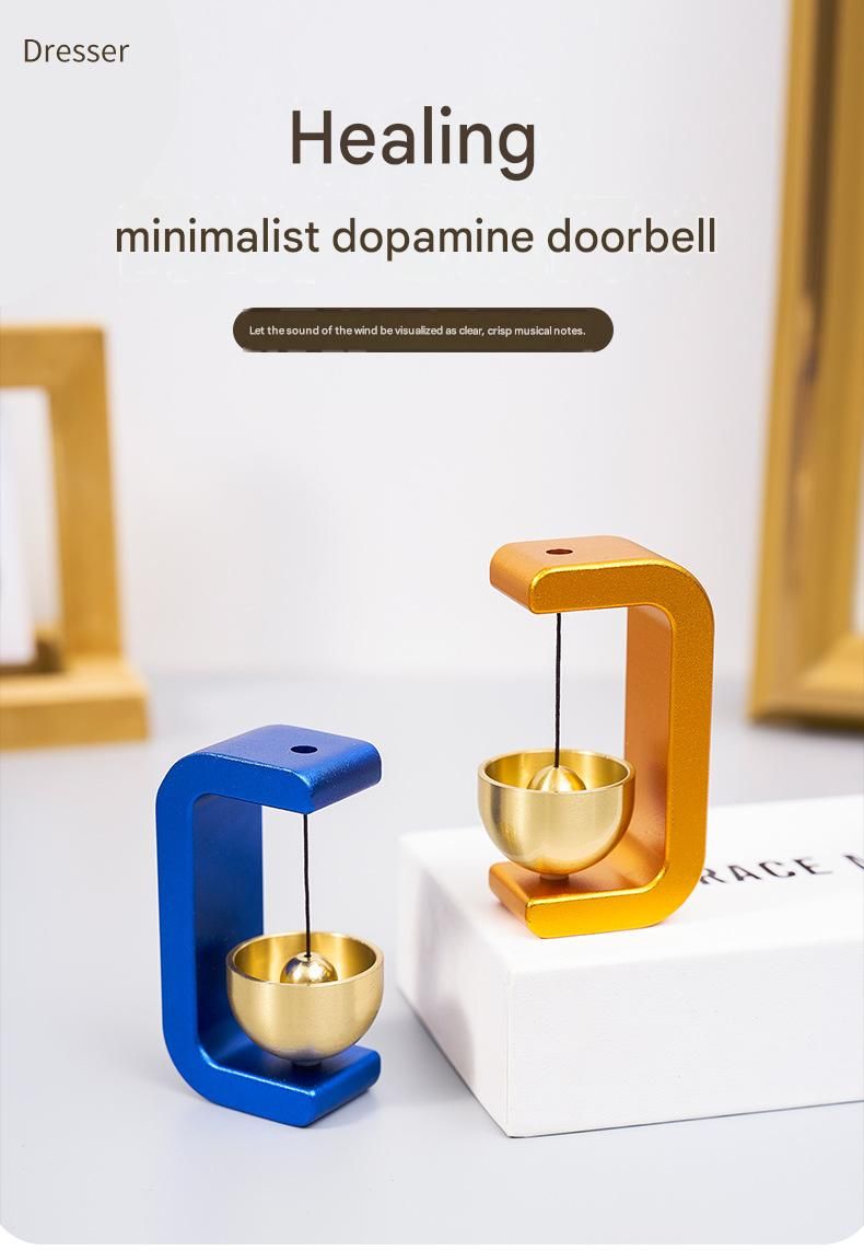 Black Magnetic Door Bell Chime - Dopamine Style Brass Bell with Alloy Frame view 2