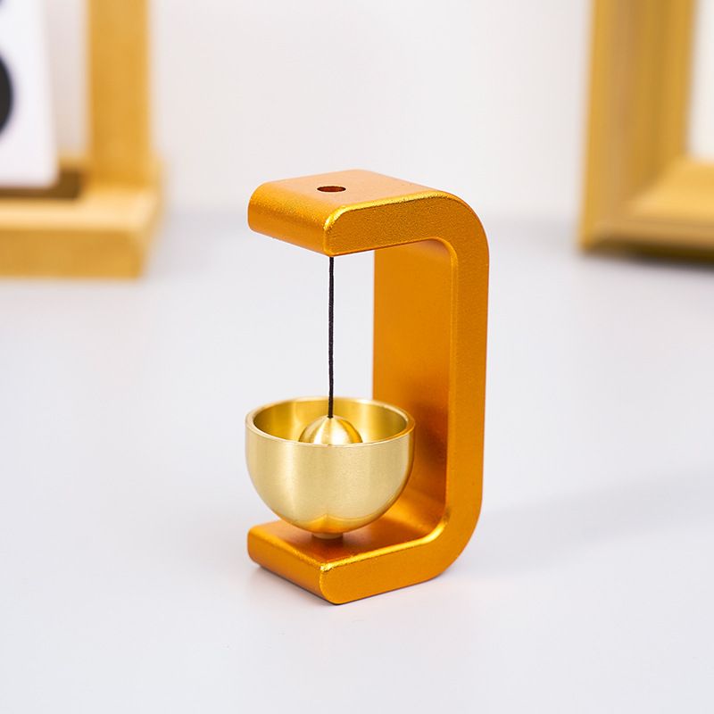 Orange Magnetic Door Bell Chime - Dopamine Style Brass Bell with Alloy Frame