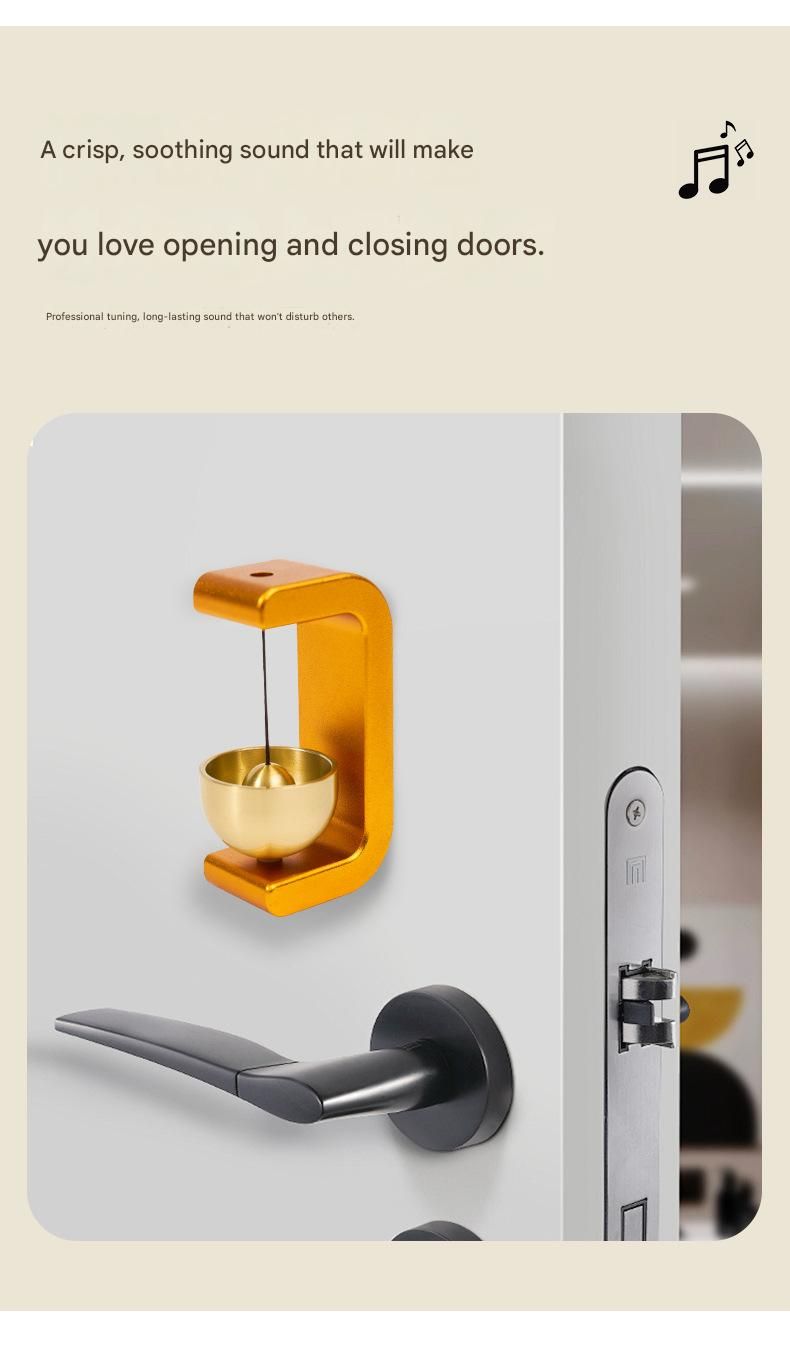 Orange Magnetic Door Bell Chime - Dopamine Style Brass Bell with Alloy Frame view 6