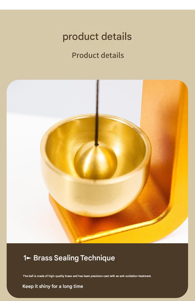 Orange Magnetic Door Bell Chime - Dopamine Style Brass Bell with Alloy Frame view 8