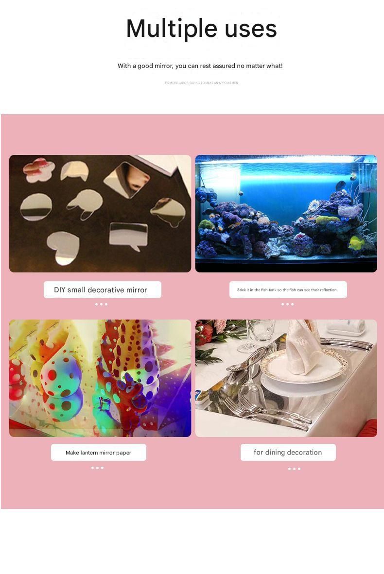 50*200cm Self-Adhesive PET Mirror Sticker - Unbreakable Soft Glass Mirror view 7