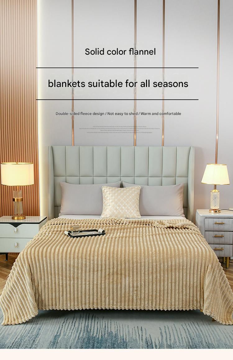 200*230cm Dark grey Solid Colour Flannel Throw Blanket - Thick Double-Sided view 2