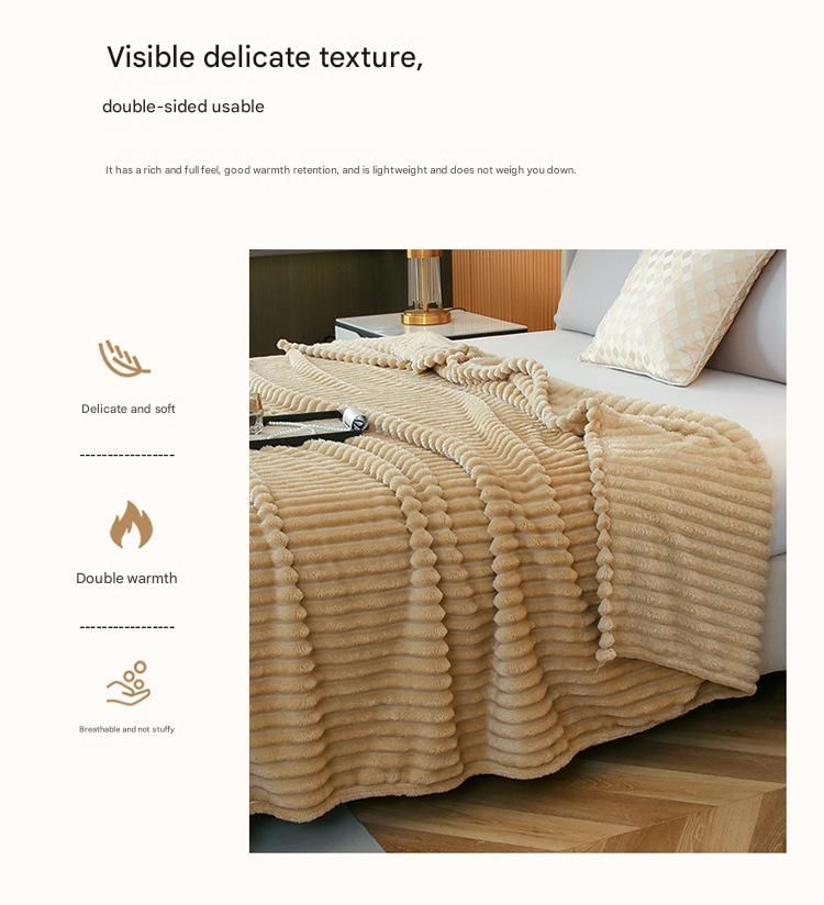 200*230cm Dark grey Solid Colour Flannel Throw Blanket - Thick Double-Sided view 6