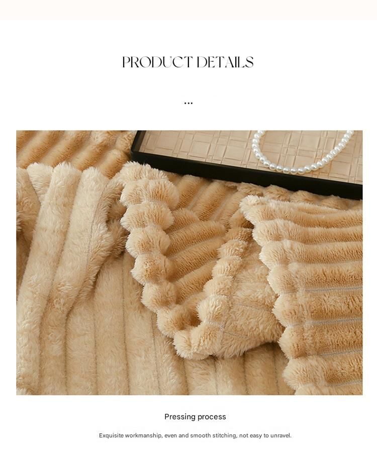 100*150cm Light tan Solid Colour Flannel Throw Blanket - Thick Double-Sided view 11