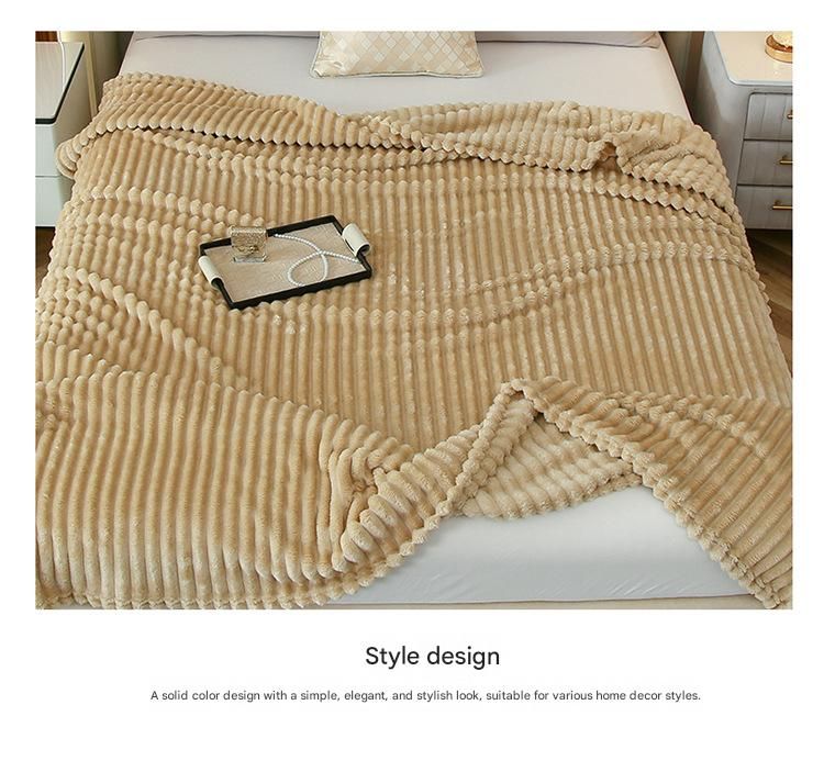 150*200cm Light tan Solid Colour Flannel Throw Blanket - Thick Double-Sided view 12