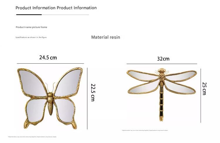 Vintage Resin Butterfly Mirror Wall Art - Distressed Gold Finish view 2