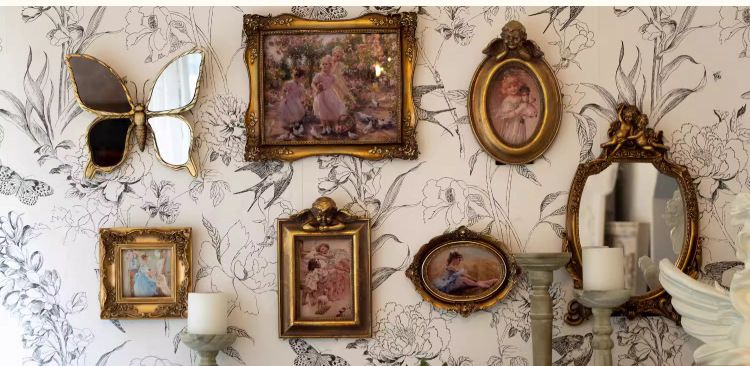 Vintage Resin Butterfly Mirror Wall Art - Distressed Gold Finish view 4