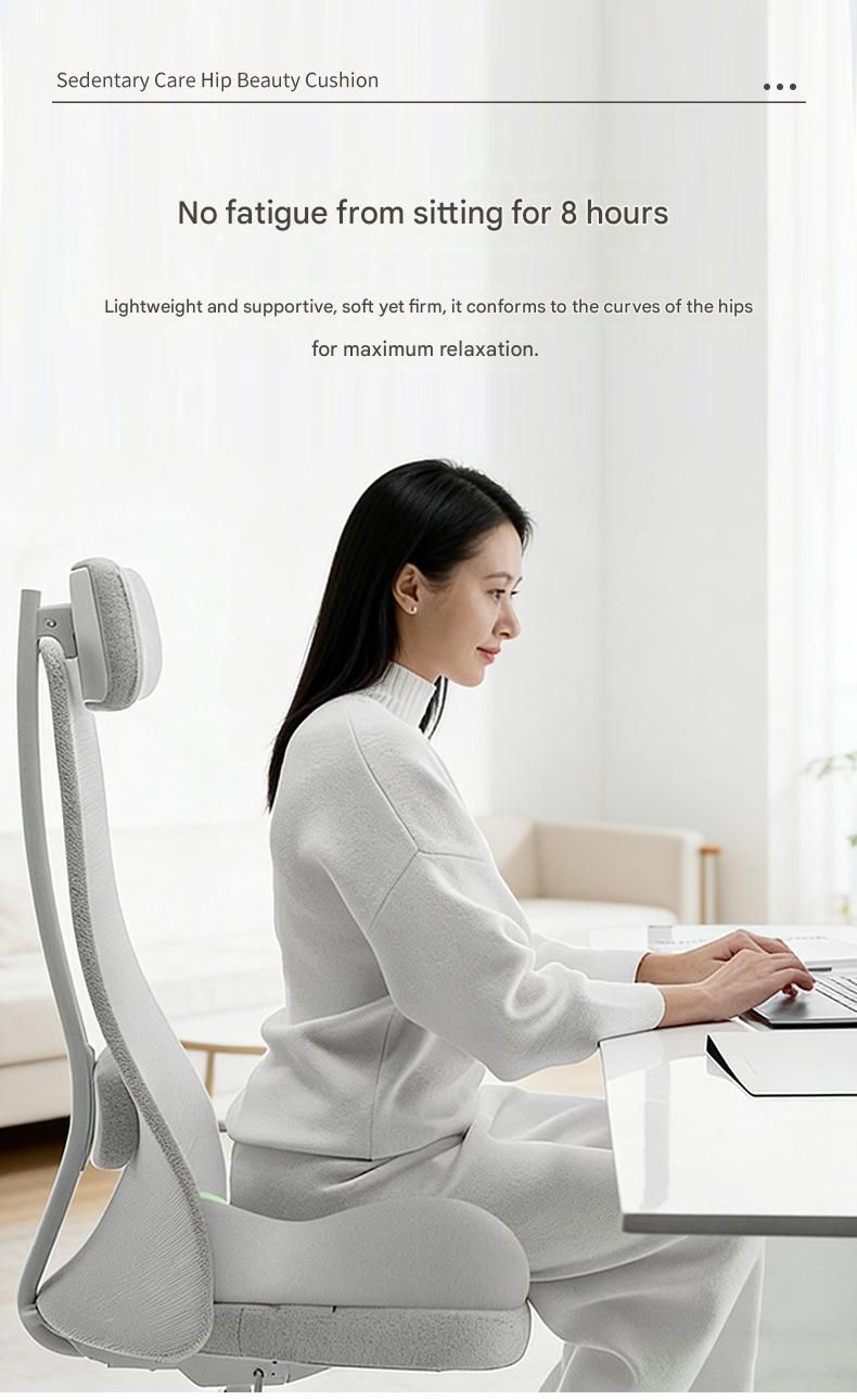 2-piece Beige Ergonomic Memory Foam Seat Cushion with Lumbar Support view 5