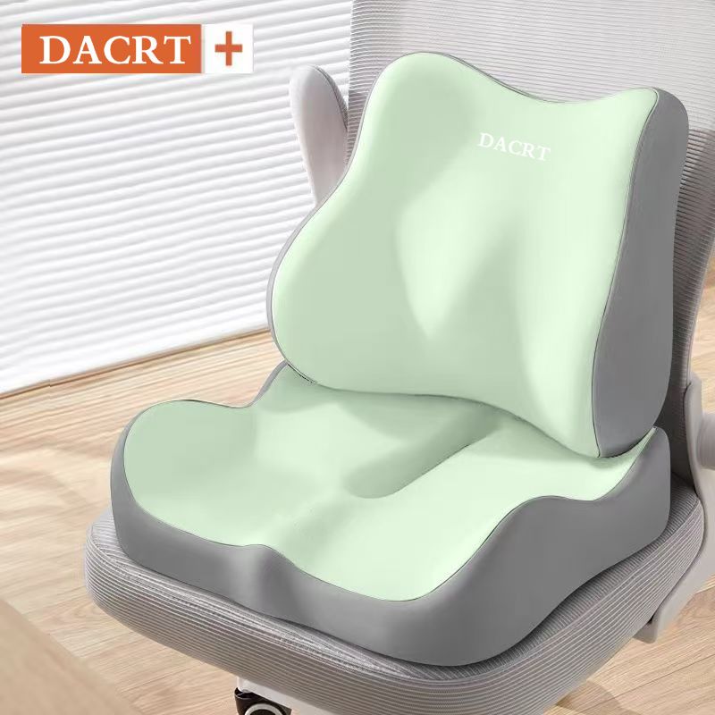 2-piece Green Ergonomic Memory Foam Seat Cushion with Lumbar Support — image 1