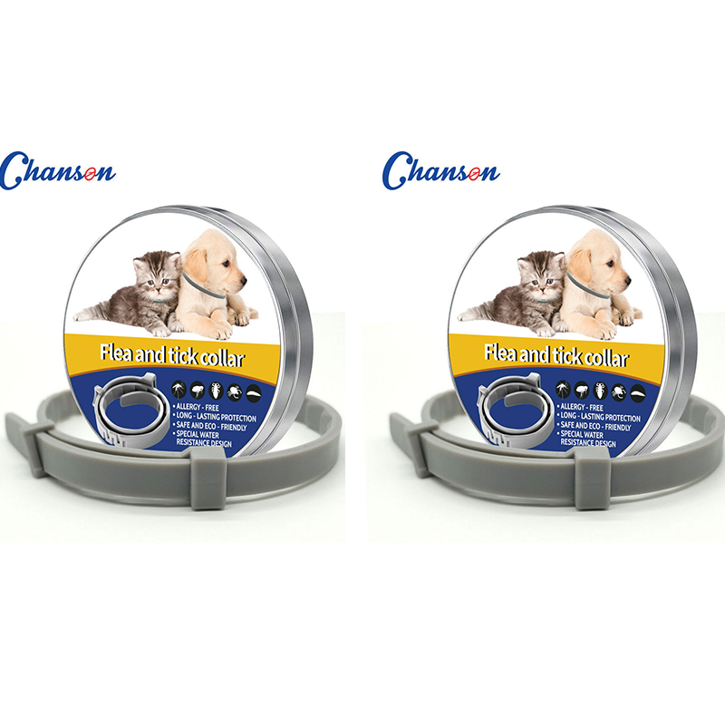 2-piece Grey 62cm Adjustable Flea and Tick Collar for Dogs and Cats - 8 Month — image 1