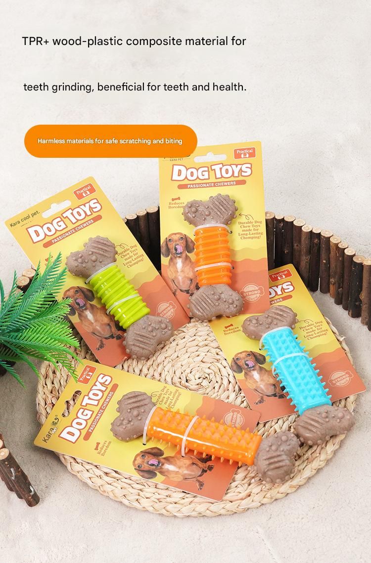 Orange Diagonal stripes Durable Dog Chew Toy - TPR Plastic Composite Bone for view 2